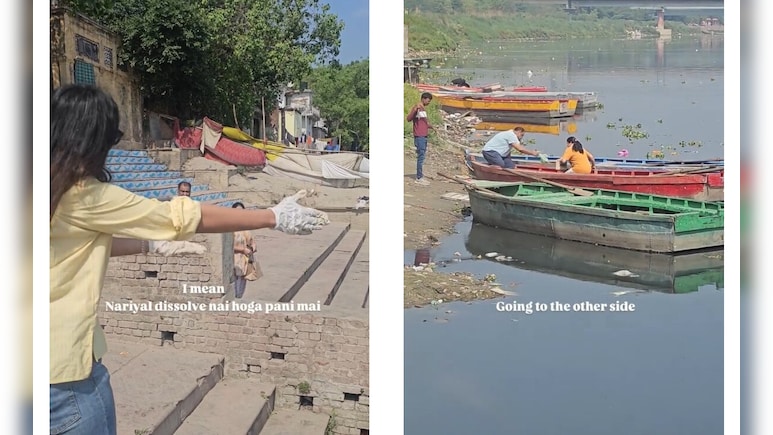 यमुना किनारे हाई-वोल्टेज ड्रामा! नारियल चढ़ाने पहुंचे कपल को महिला ने बीच में ही टोका