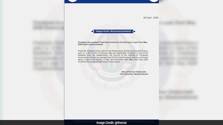 CA Final Exam Update: ICAI ने CA फाइनल एग्जाम के पैटर्न में किया बड़ा बदलाव, अब साल में सिर्फ 2 बार होगा एग्जाम