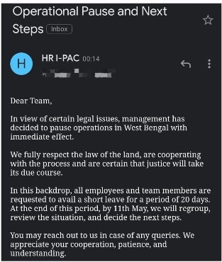 I-PAC का इंटरनल मेल.