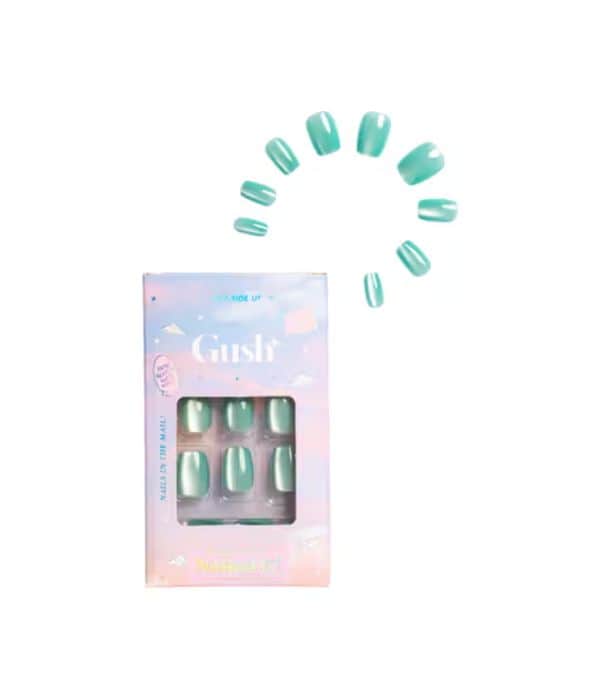Click To Buy Gush Beauty Nailed It Reusable Luxury Press On Nails with Application Kit - Blue Taffy Cat Eye