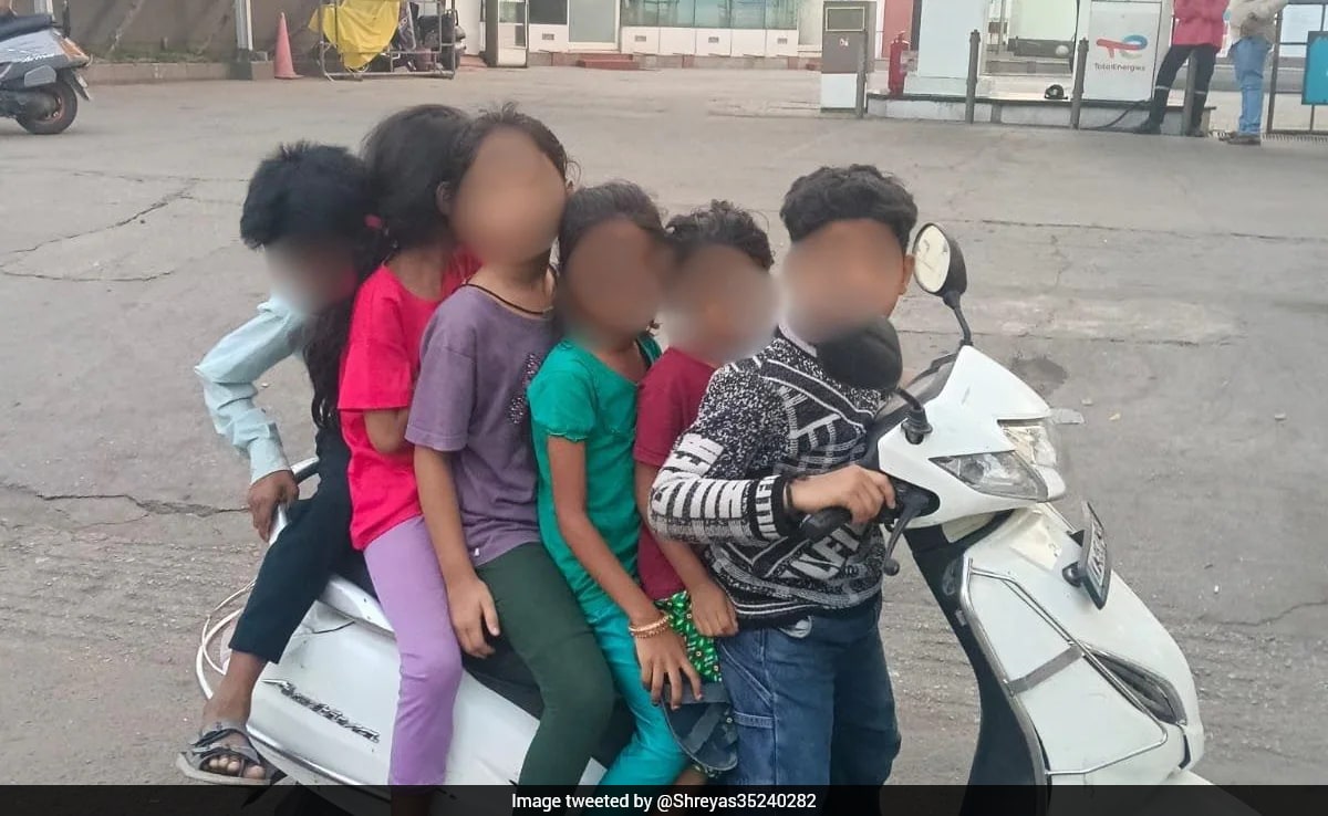 "Arrest The Parents": Viral Pic Of 6 Children Riding Scooter In Bengaluru Leaves Internet Furious
