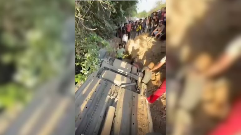 Narrow Escape For Woman Professor As Car Falls In Open Pit On Gurugram Road