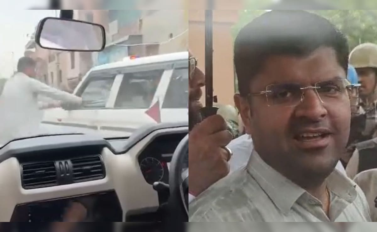 दुष्यंत चौटाला की गाड़ी के आगे अड़ाई बोलेरो, फिल्मी स्टाइल में दबोचने की कोशिश गाड़ी से लटके पूर्व डिप्टी सीएम