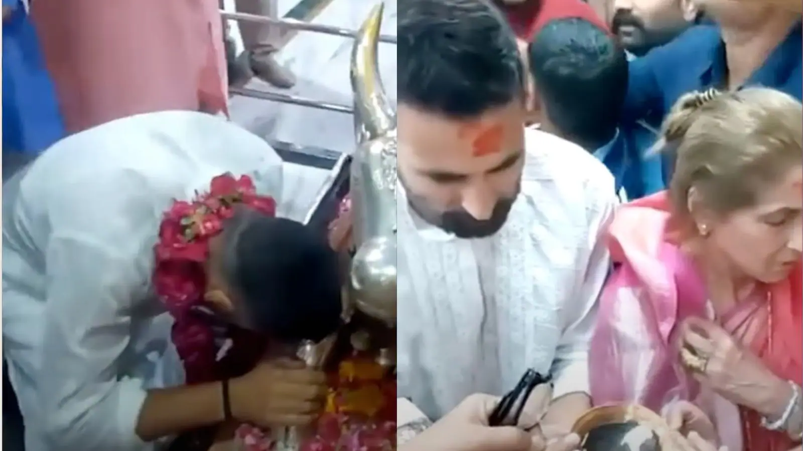 Akshay Kumar Visits Mahakaleshwar Temple With Dimple Kapadia Ahead Of <i>Bhooth Bangla</i> Release