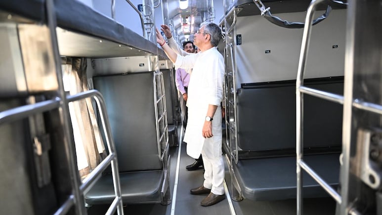 From Modern Colour Themes To PVC Flooring: Inside New Amrit Bharat Coaches Inspected By Railway Minister