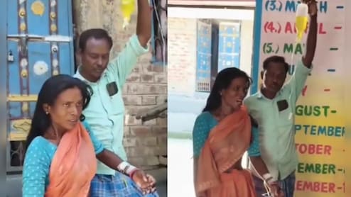 बीमार आंगनवाड़ी सेविका को हाथ में ग्लूकोज की बोतल लेकर आना पड़ा ऑफिस, VIDEO VIRAL