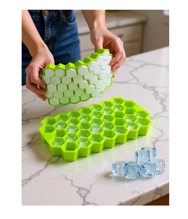 Click here to buy: Angelware Flexible Silicone Honeycomb 37 Cavity Ice Cube Tray 
