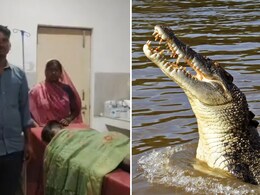 जान की बाजी लगाकर पिता ने मगरमच्छ के जबड़े से बेटे को बचाया