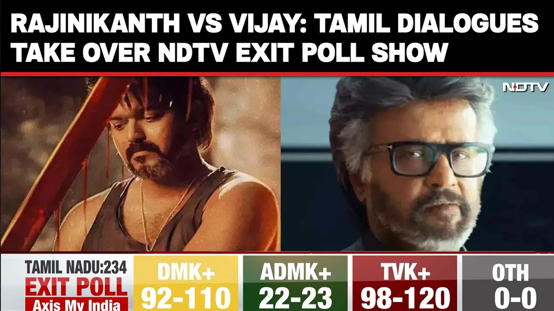 Rajinikanth vs Vijay: Tamil Dialogues Take Over NDTV Exit Poll Show