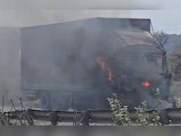 नेशनल हाईवे पर एसिड से भरे कंटेनर में भड़की आग, 4 घंटे की मशक्कत के बाद पाया काबू