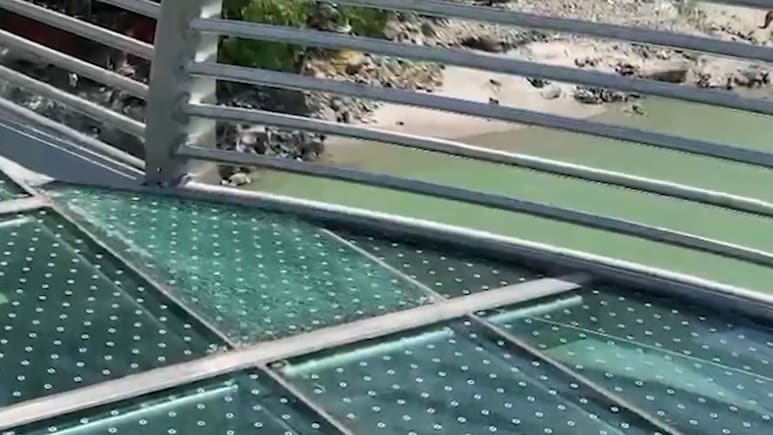 Glass Of Under-Construction 'Foot Glass Bridge' In Rishikesh Damaged