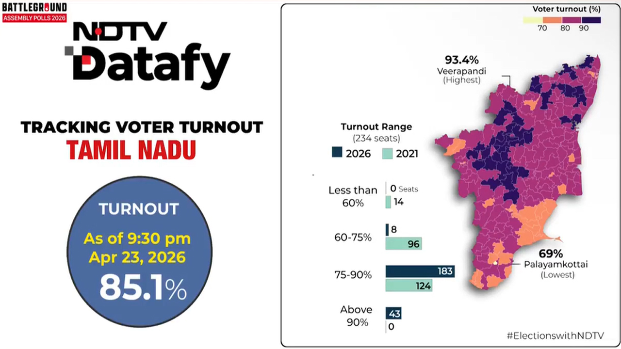 Tamil Nadu Records 85.13% turnout, Five Districts Miss 80 Per Cent Mark