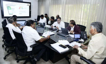 Andhra Pradesh Chief Minister N. Chandrababu Naidu discussing about the Sanjeevani project