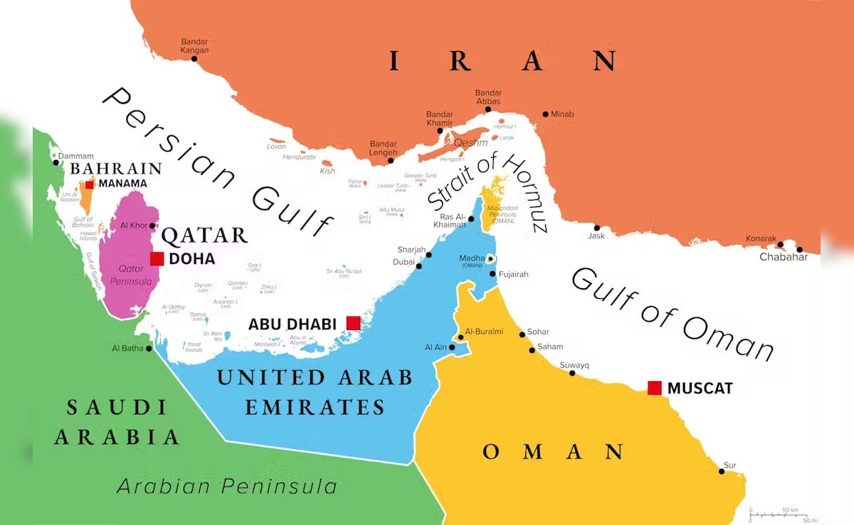 Strait of Hormuz and surrounding countries, with Oman's governorate of Musandam in the centre. Getty Images Strait of Hormuz and surrounding countries, with Oman's governorate of Musandam in the centre. Getty Images