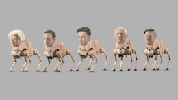 Robot Dogs With 'Heads' Of Elon Musk, Jeff Bezos, Mark Zuckerberg Are 'Pooping' Pictures In A Berlin Gallery