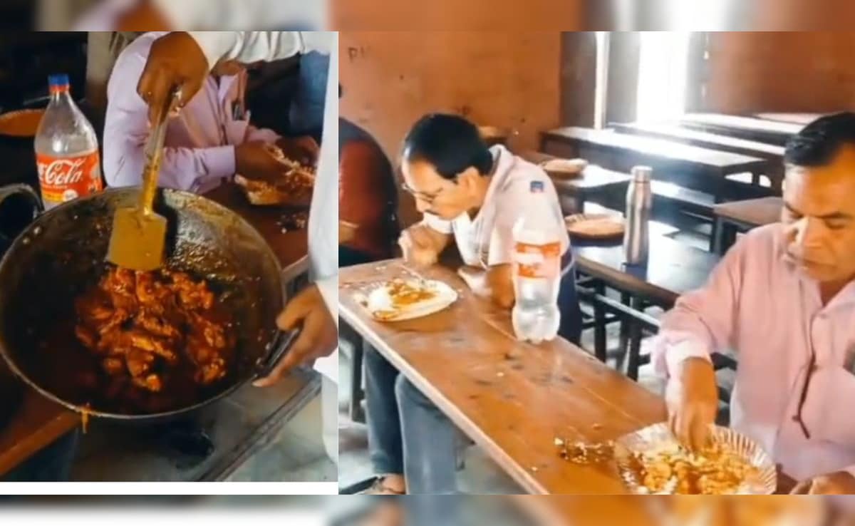 ब‍िहार: सरकारी स्‍कूल के क्‍लासरूम में श‍िक्षक कर रहे च‍िकन पार्टी, सोशल मीड‍िया पर वीड‍ियो वायरल