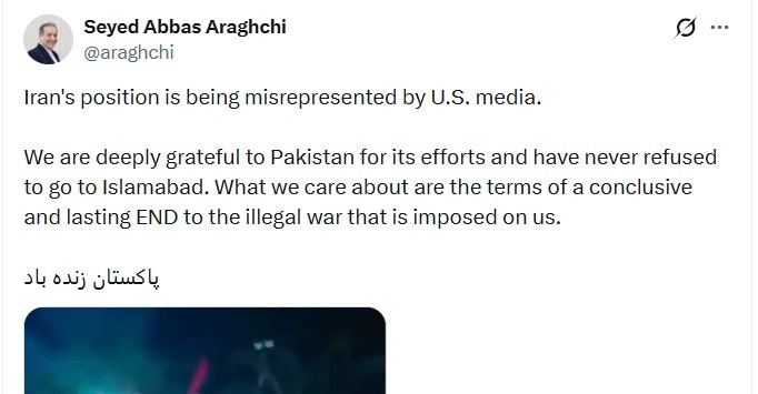ईरान के विदेश मंत्री सैयद अब्बास अराघची का एक्स पोस्ट.