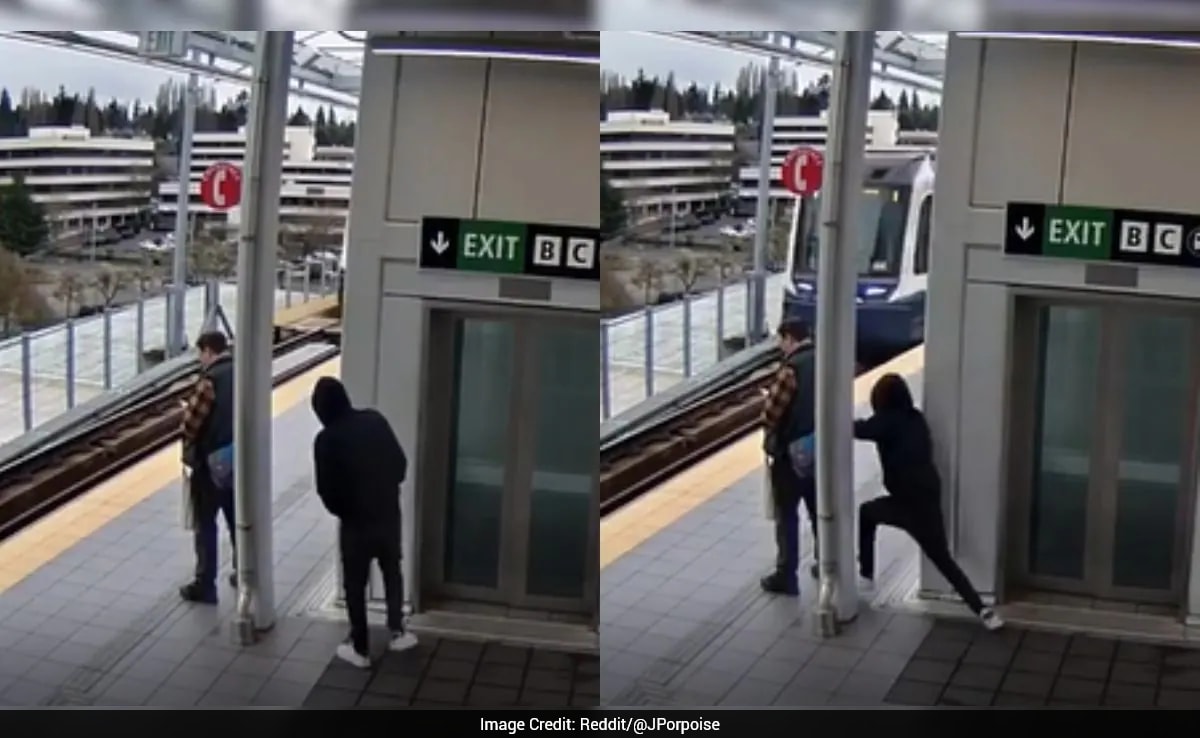 Terrifying Video Shows Man Shoving Passenger Toward Oncoming Train In US