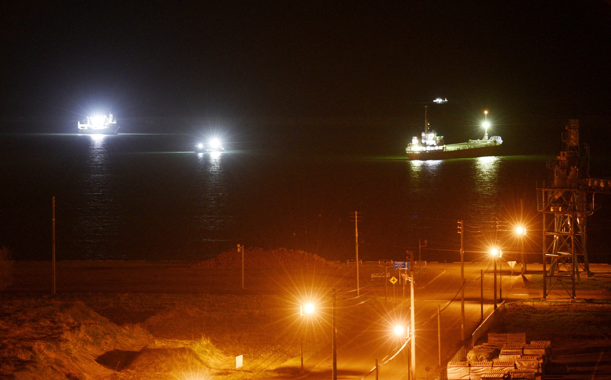 Boats are seen off shore around Tokachi Port in Hiroo Town, Hokkaido on following a tsunami warning (Image: AFP)