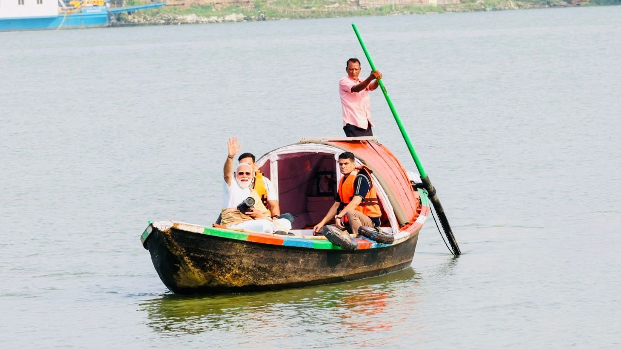 PM Modi Visits Ganga Ghat In Kolkata Ahead Of Key Phase-2 Bengal Poll