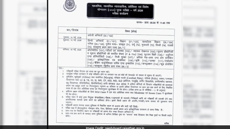 RBSE Supplementary Exam 2026: राजस्थान बोर्ड कक्षा 10वीं और 12वीं की सप्लीमेंट्री परीक्षा 14 मई से, यहां देखें डेटशीट