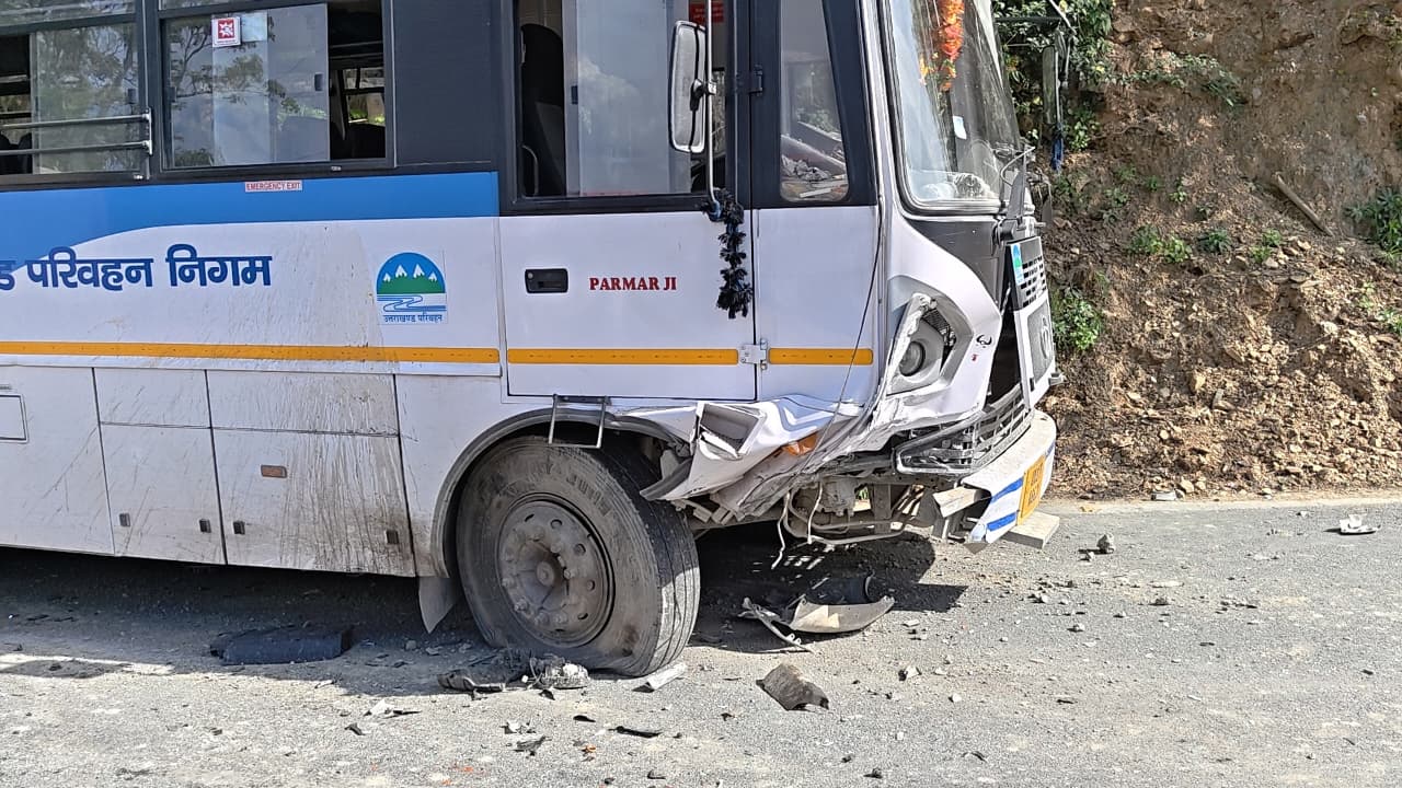 Tehri Road Accident Car Collides with Uttarakhand Roadways Bus