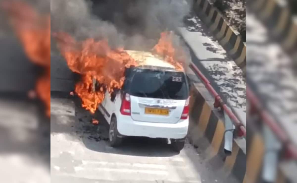 Car Catches Fire On Delhi's Azadpur Flyove, No Injuries