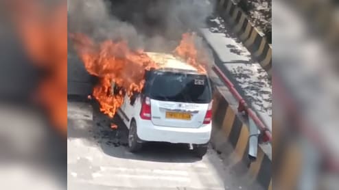 Car Catches Fire On Delhi's Azadpur Flyove, No Injuries