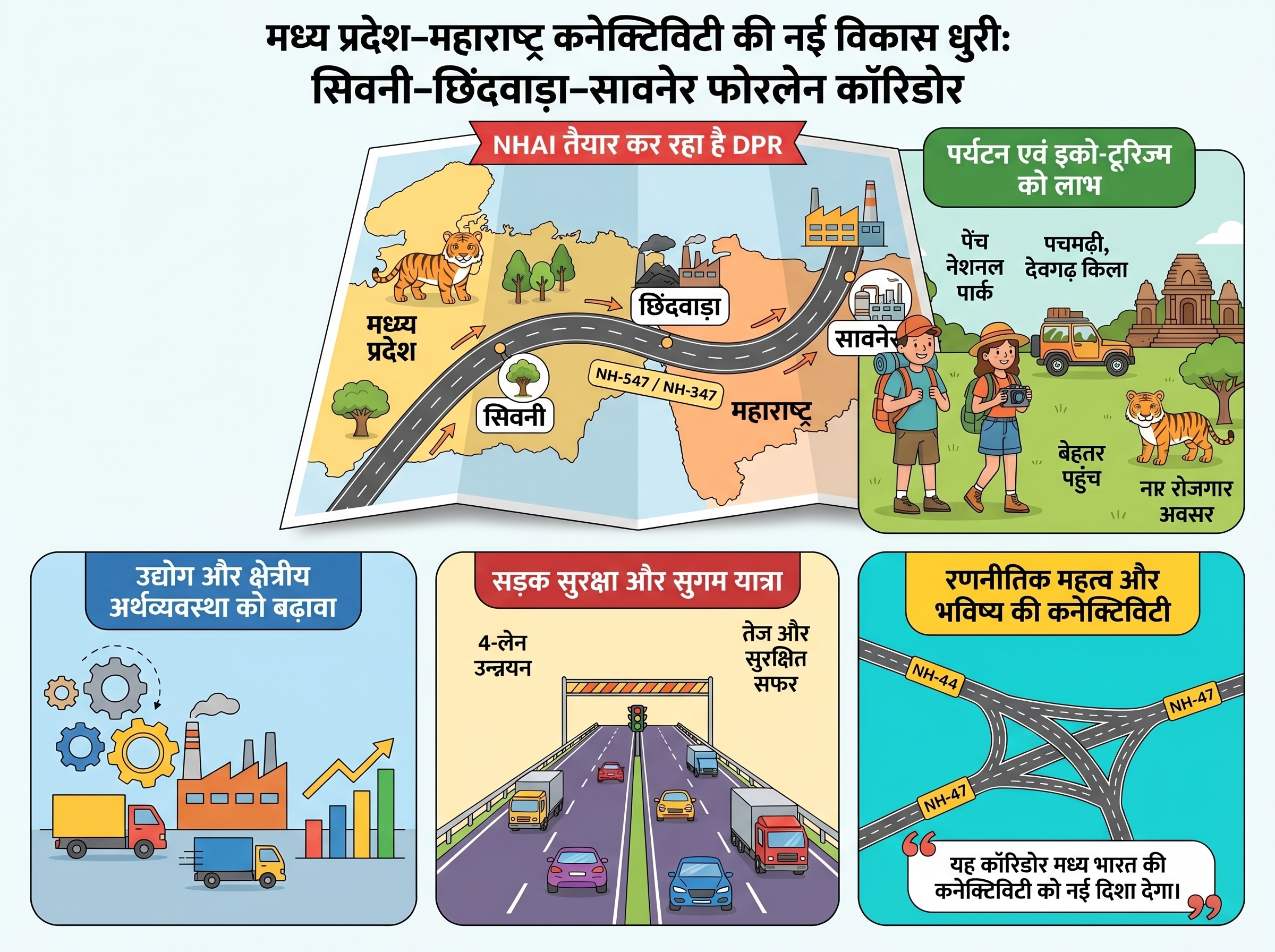 NHAI Road Project: MP-महाराष्ट्र कनेक्टिविटी को मिलेगी नई रफ्तार NHAI Road Project: MP-महाराष्ट्र कनेक्टिविटी को मिलेगी नई रफ्तार