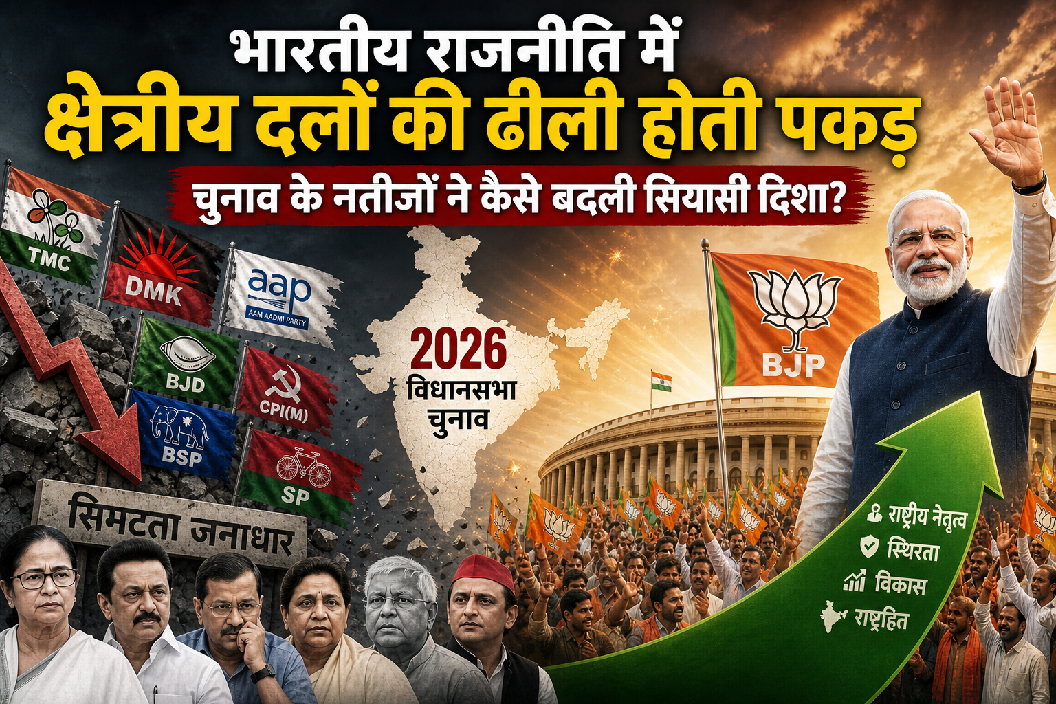 भारतीय राजनीति में क्षेत्रीय दलों की ढीली होती पकड़, चुनाव के नतीजों ने कैसे बदली सियासी दिशा?