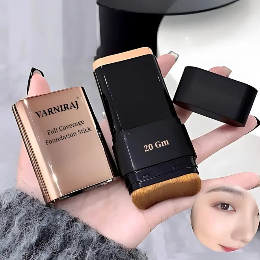Click to buy Varniraj Waterproof Foundation Stick with Brush Full Coverage Face Foundation for Women Foundation (Light Beige, 20 g)