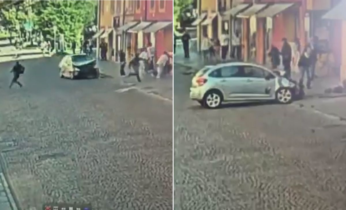On Camera, Man Drives Into Pedestrians, Then Chases People With Knife In Italy