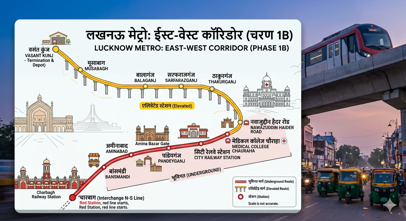 चारबाग-अमीनाबाद से ठाकुरगंज-वसंतकुंज तक, लखनऊ मेट्रो का 12 स्टेशनों वाला नया रूट, यूपी कैबिनेट की आज मुहर