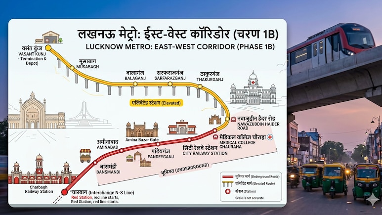 Lucknow Metro: चारबाग-अमीनाबाद से ठाकुरगंज-वसंतकुंज तक, लखनऊ मेट्रो का 12 स्टेशनों वाला नया रूट, यूपी कैबिनेट की आज मुहर