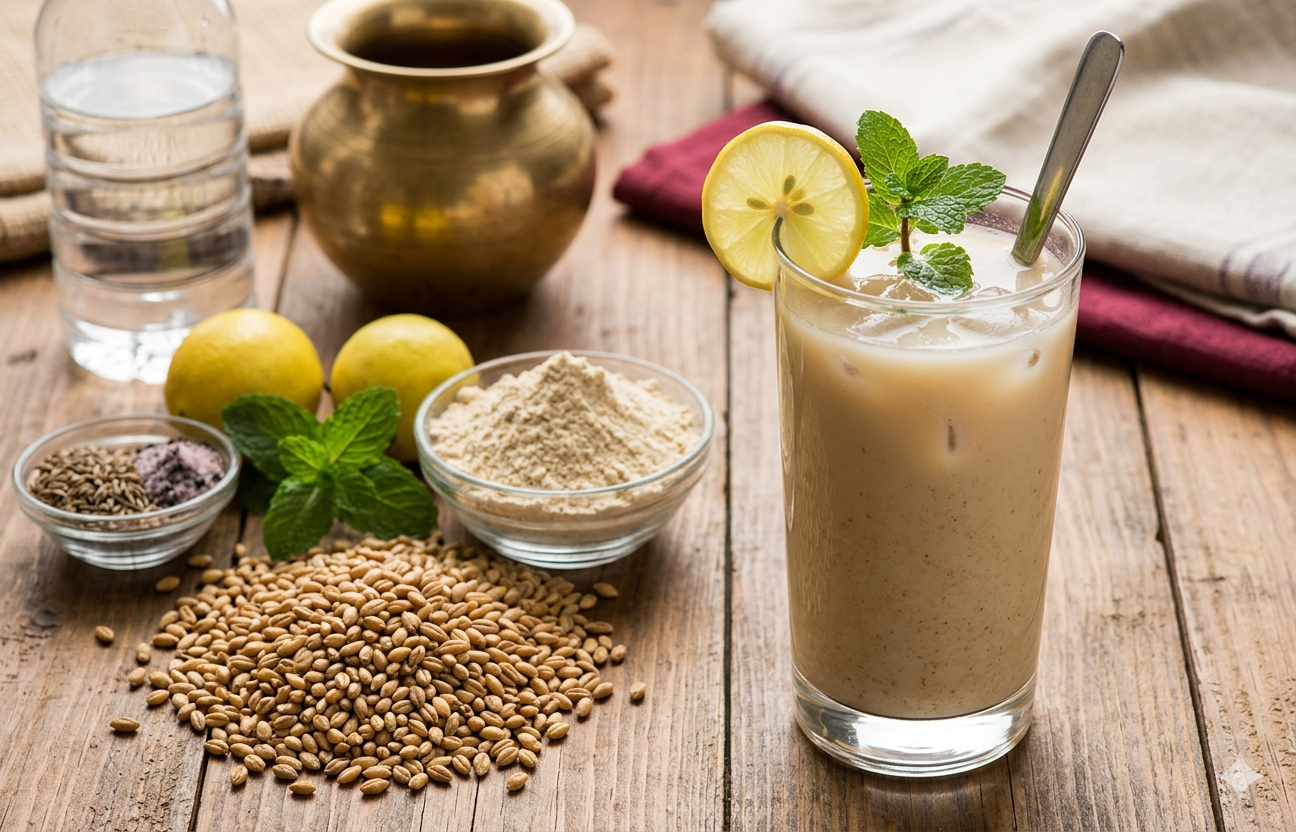 Jau sattu drink is a summer hydrating drink that contains ample protein