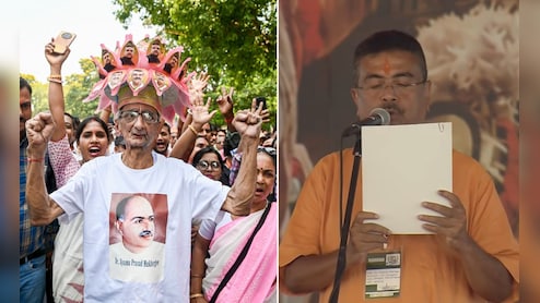 सीने पर श्यामा प्रसाद मुखर्जी, सिर पर शुभेंदु की तस्वीर... बंगाल में BJP की पहली सरकार पर ऐसा दिखा जोश