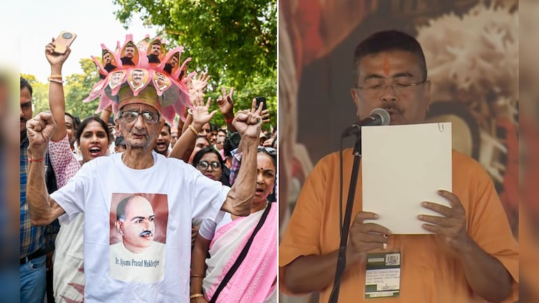 सीने पर श्यामा प्रसाद मुखर्जी, सिर पर शुभेंदु की तस्वीर... बंगाल में BJP की पहली सरकार पर ऐसा दिखा जोश