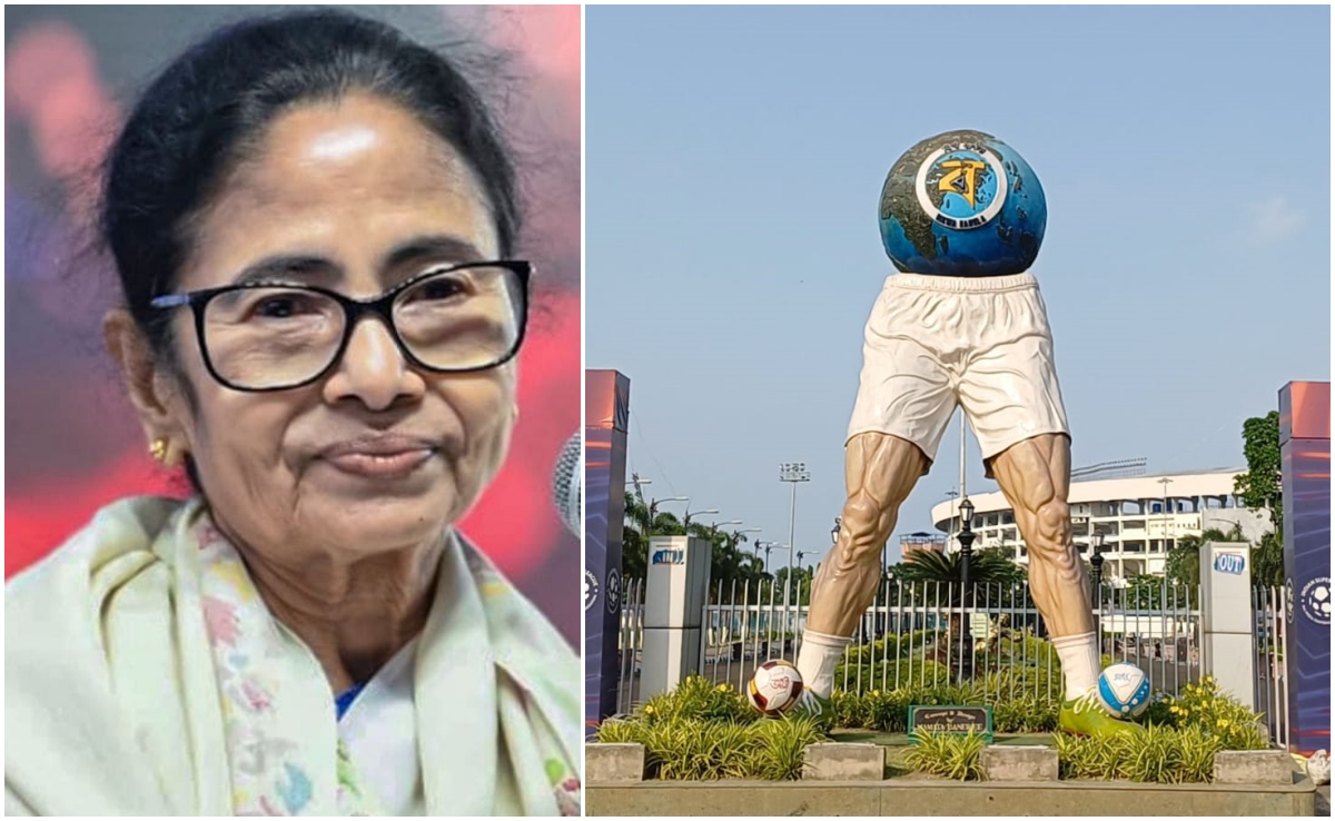 बंगाल में साल्ट लेक स्टेडियम के बाहर लगा स्&zwj;टैच्&zwj;यू गिराया गया, ममता बनर्जी से था खास कनेक्&zwj;शन