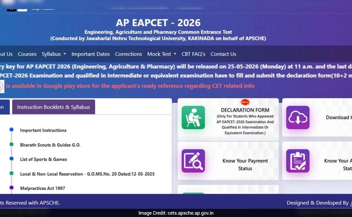 Andhra Pradesh EAMCET Answer Key 2026 To Be Out On May 25, Check Details Here