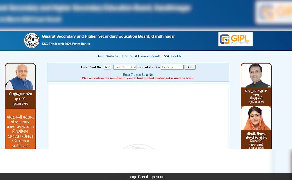 Gujarat GSEB Board 10th Result 2026 (OUT) LIVE: 35,508 Students Secure Grade A1, Direct Link, Official Websites Here