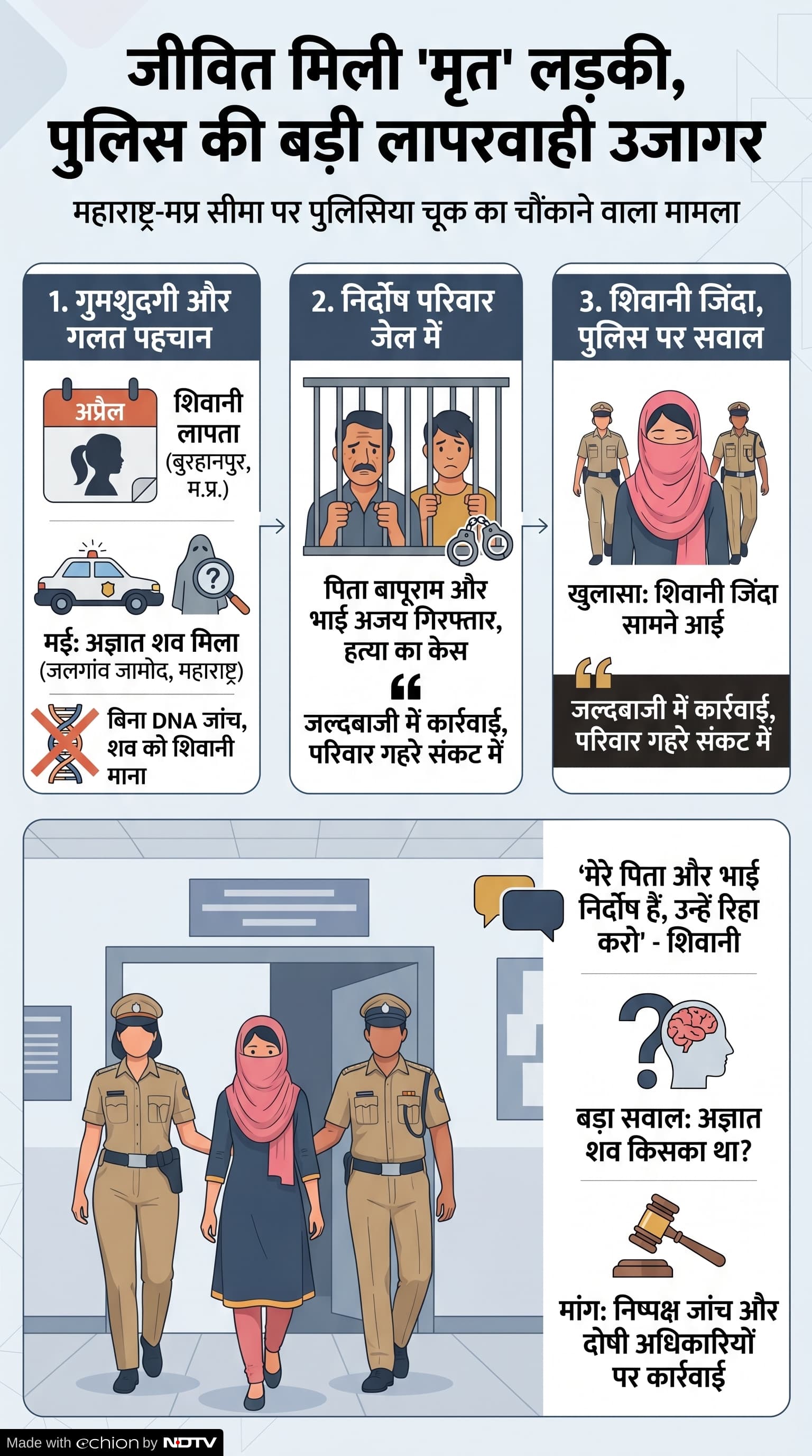 Burhanpur News: जिंदा निकली ‘मृत' बेटी: पिता-भाई जेल में, पुलिस की बड़ी लापरवाही उजागर Burhanpur News: जिंदा निकली ‘मृत' बेटी: पिता-भाई जेल में, पुलिस की बड़ी लापरवाही उजागर