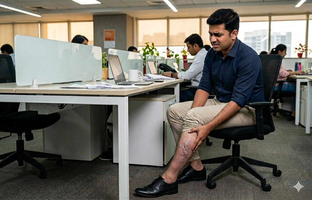 Poor blood circulation in legs may happens if you sit for more than 8 hours daily