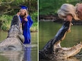 ग्रेजुएशन पर 14 फुट लंबे मगरमच्छ के साथ लड़की ने कराया PHOTOSHOOT, जबड़े पर किया KISS