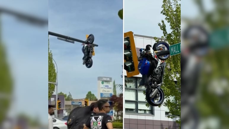 गजब! BMW से ऐसी भिड़ंत कि दूर हवा में खंभे पर जा लटकी मोटरसाइकिल, हादसे का VIDEO देख लोग हैरान