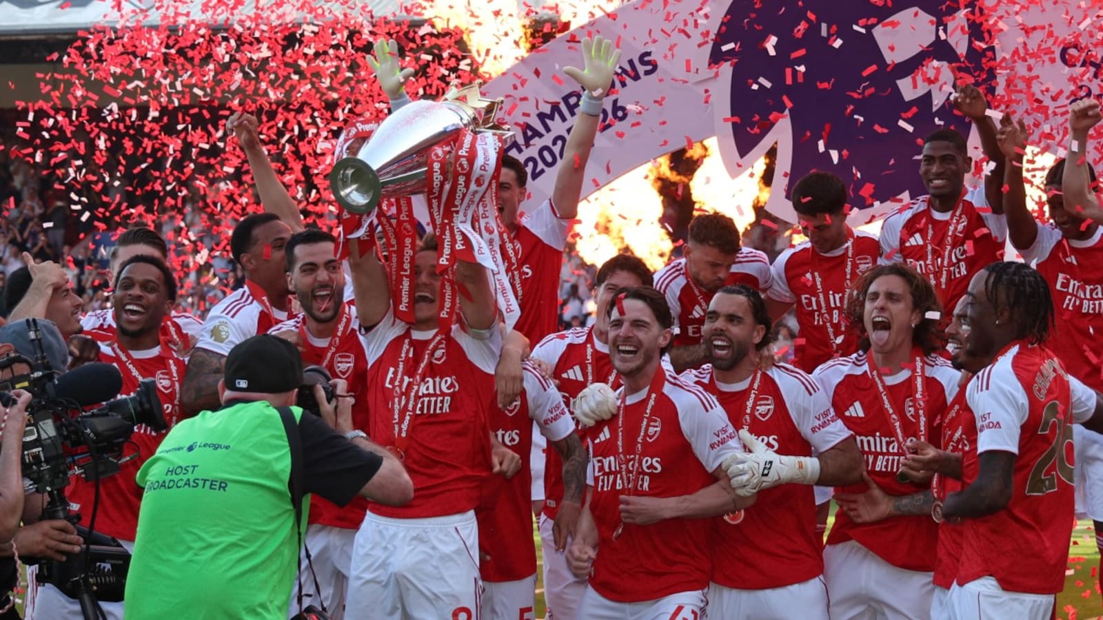 First Pictures: Mikel Arteta And Arsenal Lift Premier League Trophy After 22 Years Of Wait