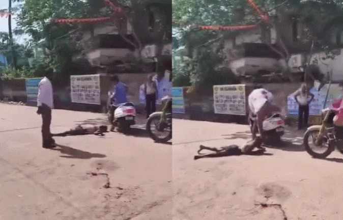 VIDEO: सड़क पर युवक को बाइक से कुचला, मछली काटने वाले हथियार से किया जानलेवा हमला