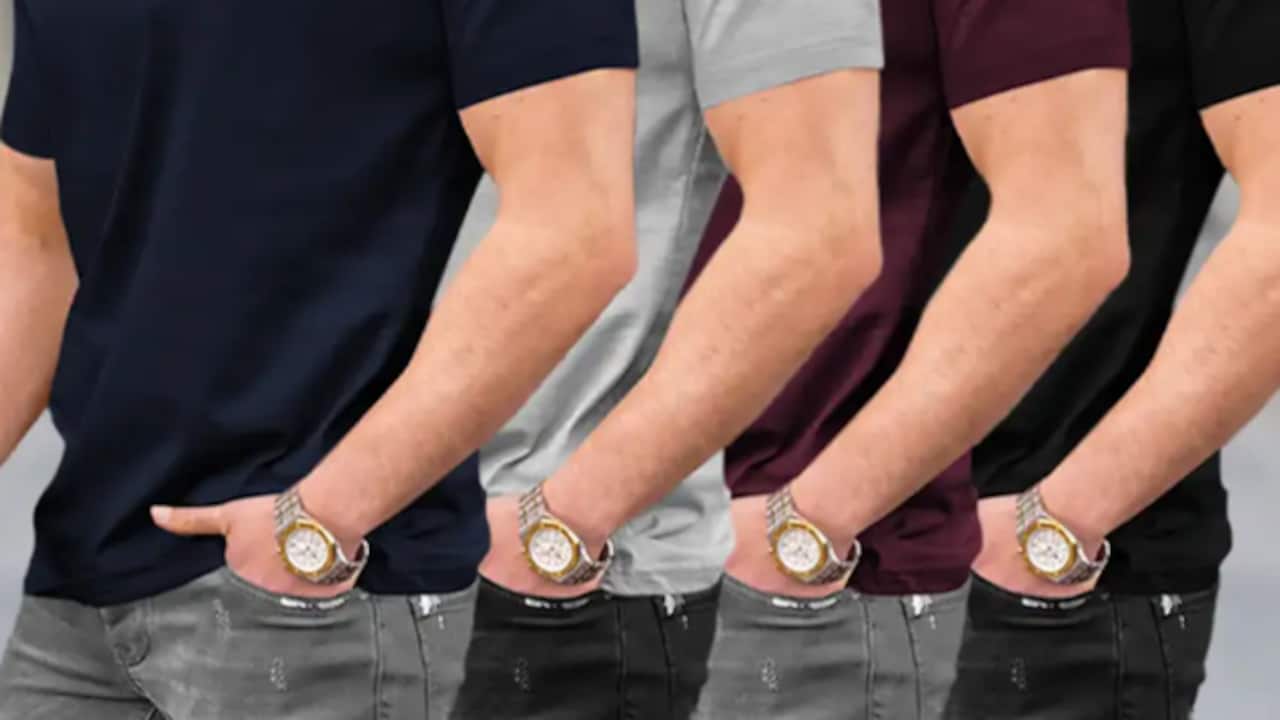 Click to buy TRIPR Solid Men Multicolor T-Shirt (Pack of 4)
