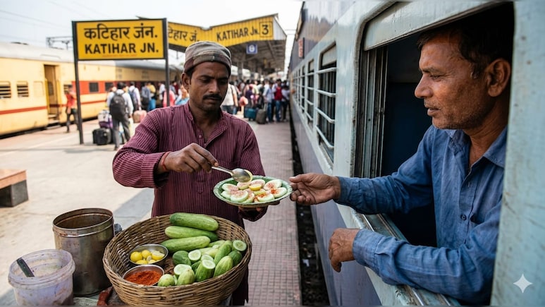 ट्रेन की खिड़की से 'नमक मिर्च नींबू' लगा खीरा खरीदने वालों...ये वीडियो देख लो वरना पड़ सकते हैं लेने के देने!