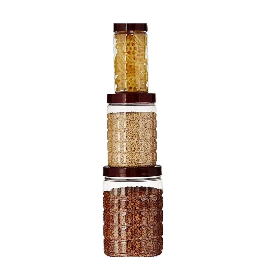 Click to buy Finner Pack of 3 Plastic Grocery Container - 450 ml, 250 ml, 100 ml Brown
