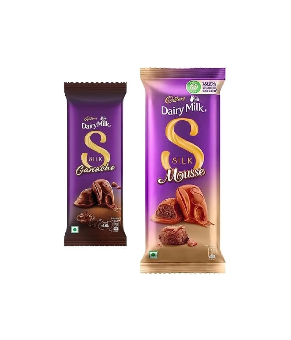 Click here to buy: Cadbury Ganache Chocolate & Silk Mousse Chocolate Bars (2 x 54 Units)